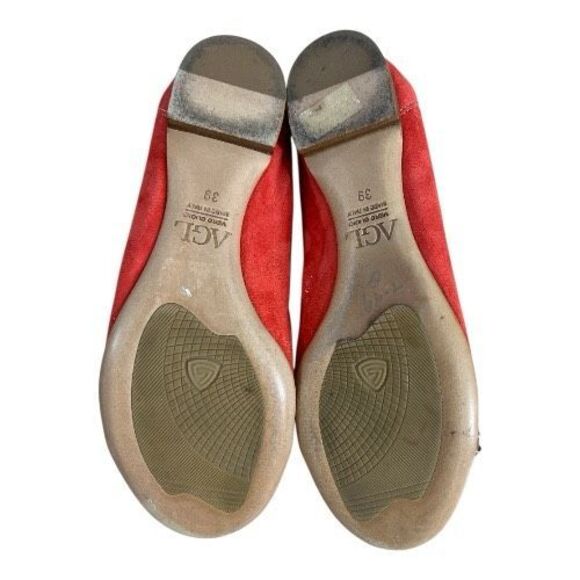 AGL ATTILIO GIUSTI LEOMBRUNI Orange Leather Flats Size 39 (8.5) Cap Toe Ballet - Picture 10 of 14